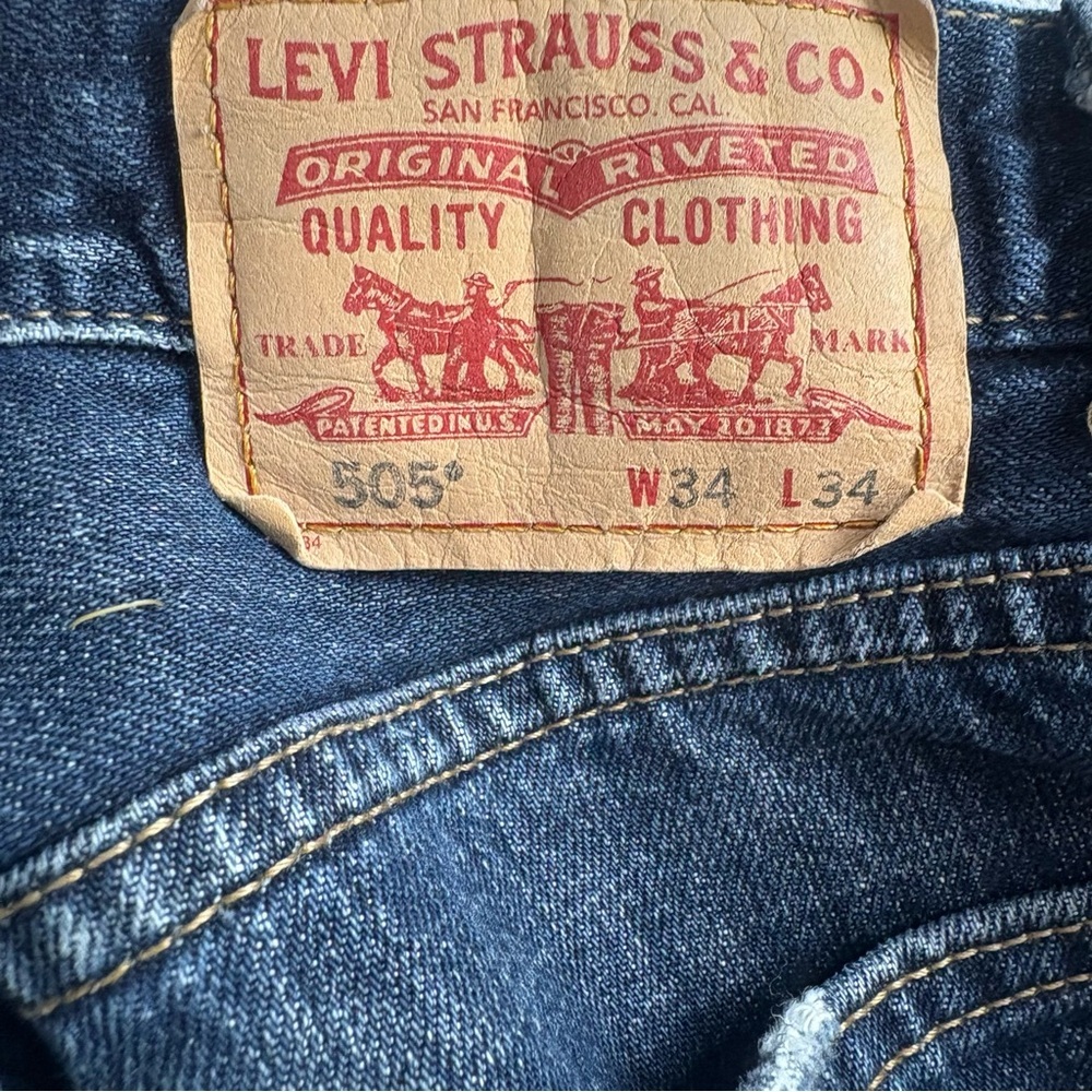 VTG Levi’s 505 Men’s 34 x 34 Regular Fit Dark Wash Red Tab Jeans - Picture 6 of 8